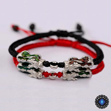 Sterling Silver Thermochromic Pixiu Lucky Buddhist Rope Bracelet-Your Soul Place